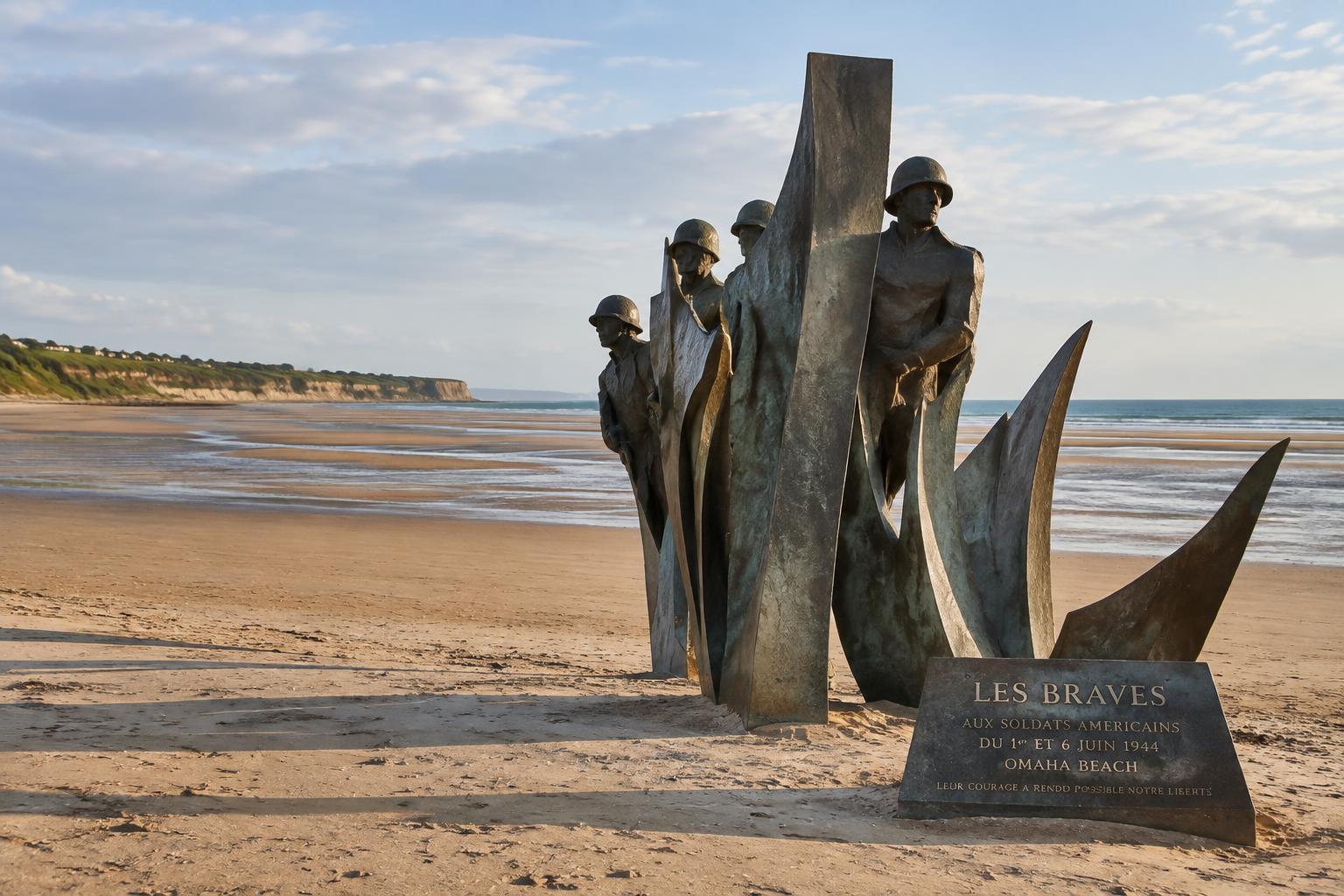 Les Braves D-Day memorial on Omaha Beach near Bayeux, Normandy